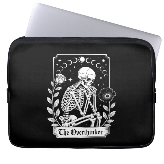 Halloween Dark Gothic Skeleton Overthinker Laptop Sleeve (Front)