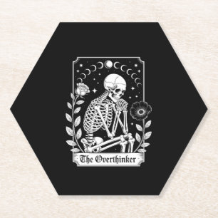Halloween Dark Gothic Skeleton Overthinker Paper Coaster