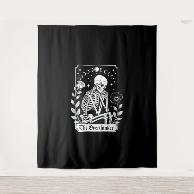 Halloween Dark Gothic Skeleton Overthinker Tapestry (Front)