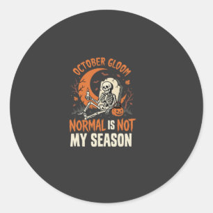Halloween Dark Humour Skeleton Mood Classic Round Sticker
