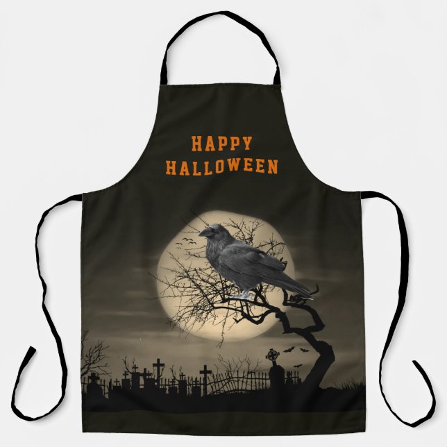 Halloween Dark Raven Gothic  Apron (Front)