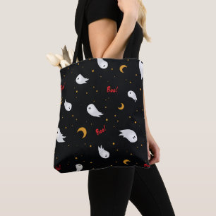 Halloween dark spooky night ghost saying boo tote bag