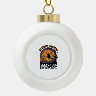 Halloween Darkness Shirt Vintage Witch Moon Design Ceramic Ball Christmas Ornament