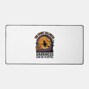 Halloween Darkness Shirt Vintage Witch Moon Design Desk Mat