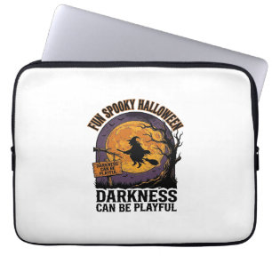 Halloween Darkness Shirt Vintage Witch Moon Design Laptop Sleeve
