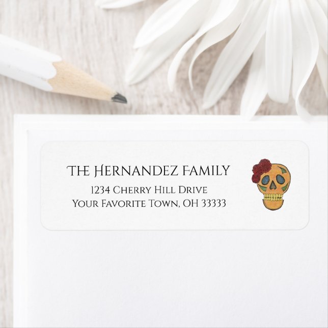 Halloween Day of the Dead Skull Return Address Label (Insitu)