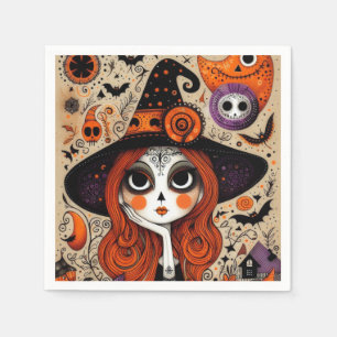 Halloween Day of the Dead Witch Napkin