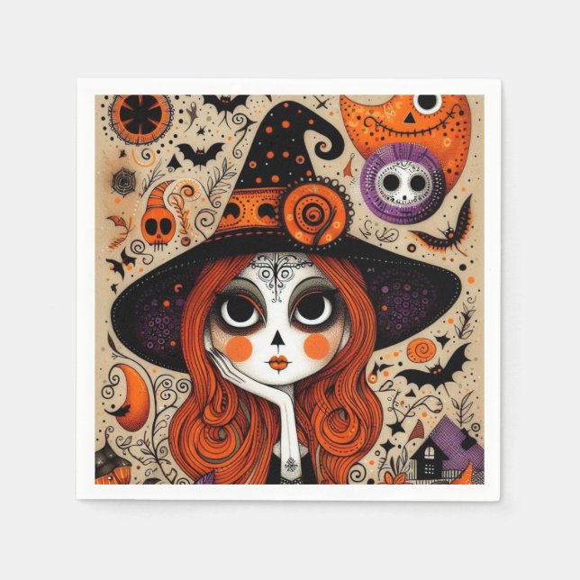 Halloween Day of the Dead Witch Napkin (Front)