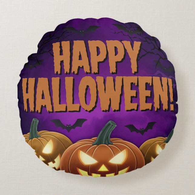Halloween Day Round Pillow Cushion(4) (Front)
