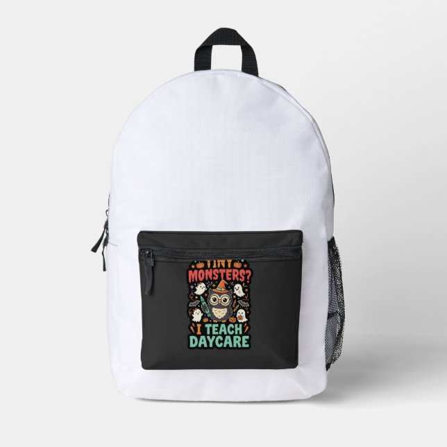 Halloween Daycare Teacher Tiny Monsters Printed Backpack (Front)