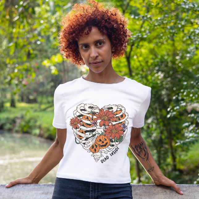 HALLOWEEN DEAD INSIDE RIBCAGE WITH PUMPKINS T-Shirt (Creator Uploaded)