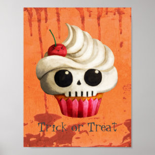 Halloween Deadly Skull Cupcake Poster