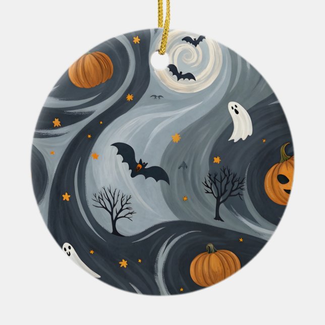 Halloween Death Night Ceramic Ornament (Front)