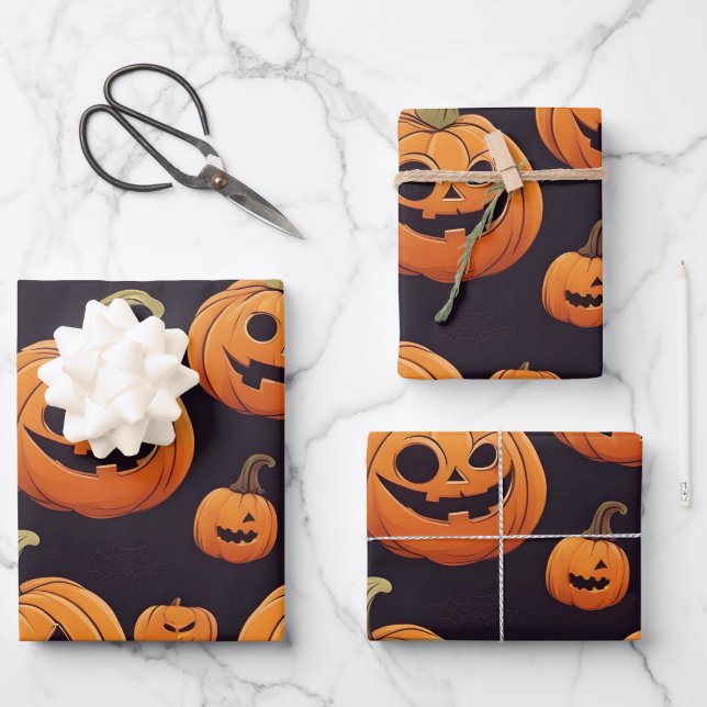 halloween decor design wrapping paper sheet (Front)
