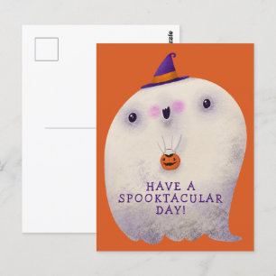 Halloween Decor Trick or Treat Cute Spooky Ghost Postcard