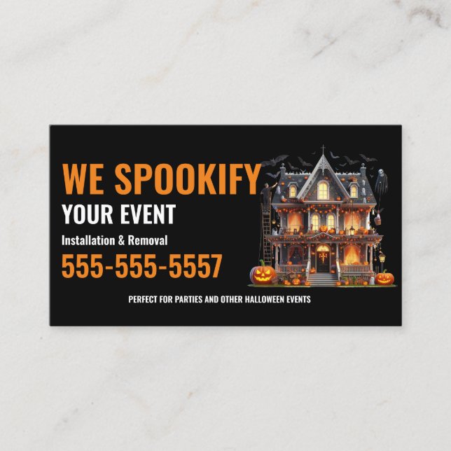 Halloween Decoration installation Business cards (Front)