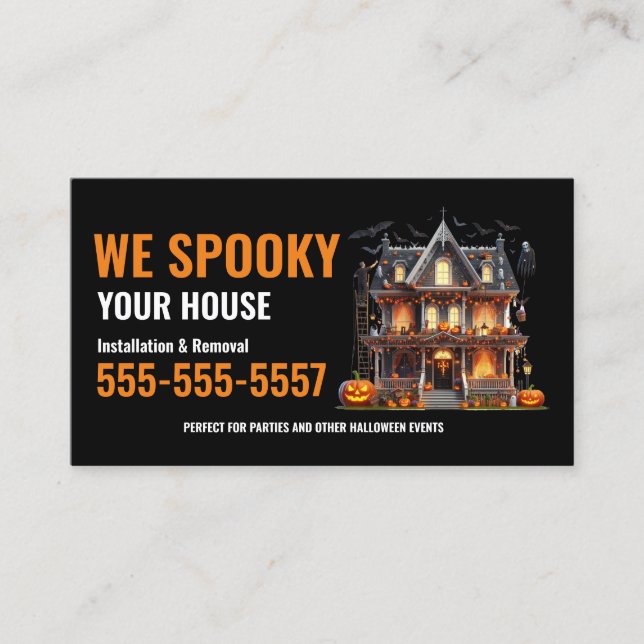 Halloween Decoration installation Business cards (Front)