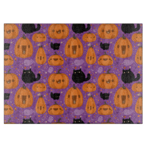 Halloween Decorative Glass Cutting Board/Black Cat Board