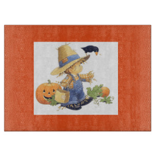 Halloween Decorative Glass Cutting Board/Scarecrow Board