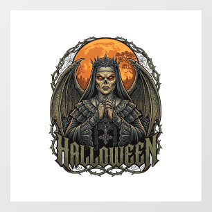 Halloween Demon Nun Crown Wings Orange Moon_1