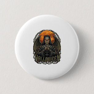 Halloween Demon Nun Crown Wings Orange Moon_1 6 Cm Round Badge