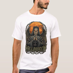Halloween Demon Nun Crown Wings Orange Moon_1 T-Shirt
