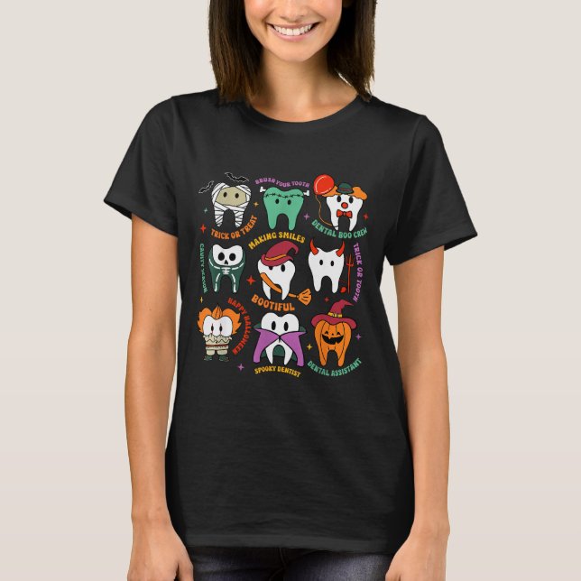 Halloween Dental Boo Crew Dentist Costume Teeth Wo T-Shirt (Front)