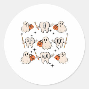 Halloween Dentist Dental Hygienist Teeth Ghost Pum Classic Round Sticker