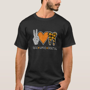 Halloween Dentist Peace Love Dental Leopard Dental T-Shirt