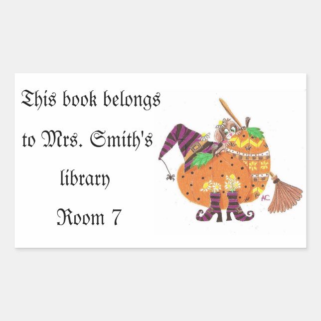 Halloween design 2013 library stickers . (Front)