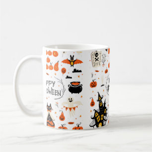 Halloween design elements. Halloween cliparts with Coffee Mug