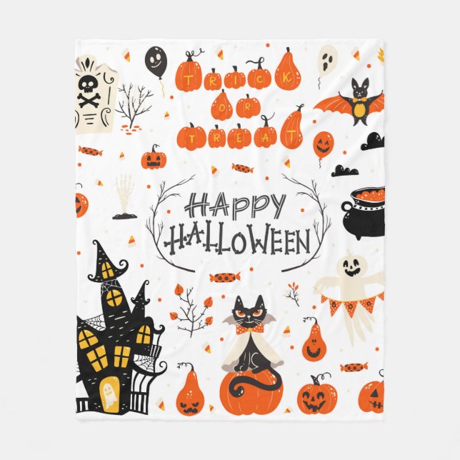 Halloween design elements. Halloween cliparts with Fleece Blanket (Front)