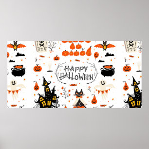 Halloween design elements. Halloween cliparts with Poster