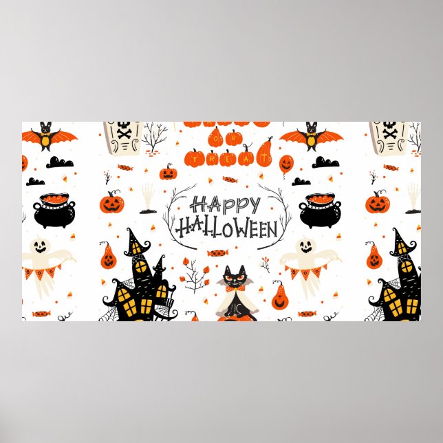 Halloween design elements. Halloween cliparts with Poster (Front)