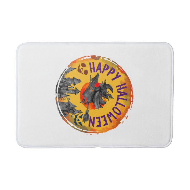 Halloween Design Happy Halloween Witch Bath Mat (Front)