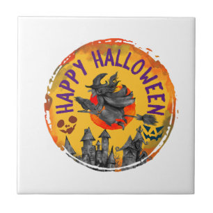 Halloween Design Happy Halloween Witch Ceramic Tile