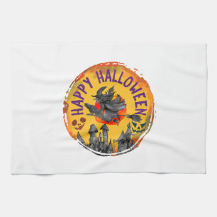 Halloween Design Happy Halloween Witch Tea Towel