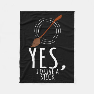 Halloween design - i drive a stick - witch lover fleece blanket