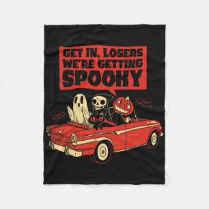 Halloween Design Skeleton Pumpkin Ghost Get In Los Fleece Blanket