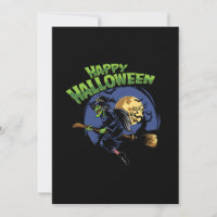 halloween design witch and flying broom