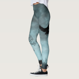 Halloween design with raven leggings