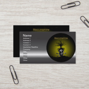 Halloween Design with Skull and Spooky Tree Business Card