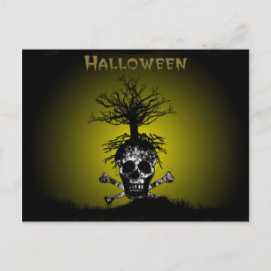Halloween Design with Skull and Spooky Tree Postcard