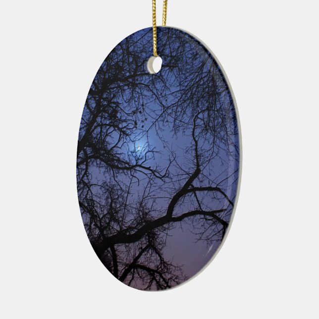 Halloween Design with Spooky Tree and Moon Ceramic Ornament (Left)