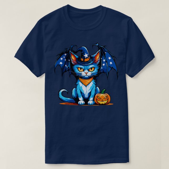 halloween devil cat pumpkin american T-Shirt (Design Front)