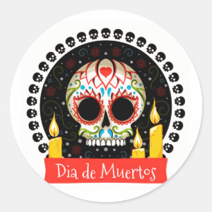 Halloween Dia De Muertos Classic Round Sticker