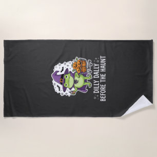 Halloween Dilly Dally Frog Witch Pumpkin Cart Beach Towel