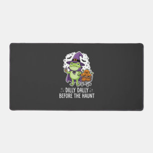Halloween Dilly Dally Frog Witch Pumpkin Cart Desk Mat