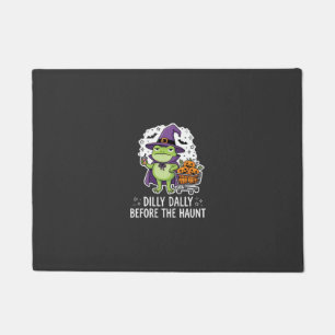 Halloween Dilly Dally Frog Witch Pumpkin Cart Doormat