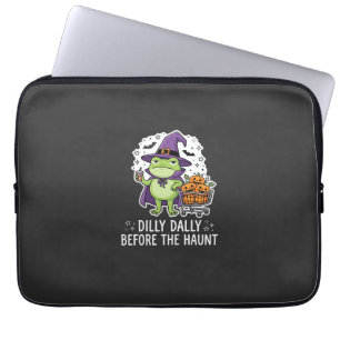 Halloween Dilly Dally Frog Witch Pumpkin Cart Laptop Sleeve